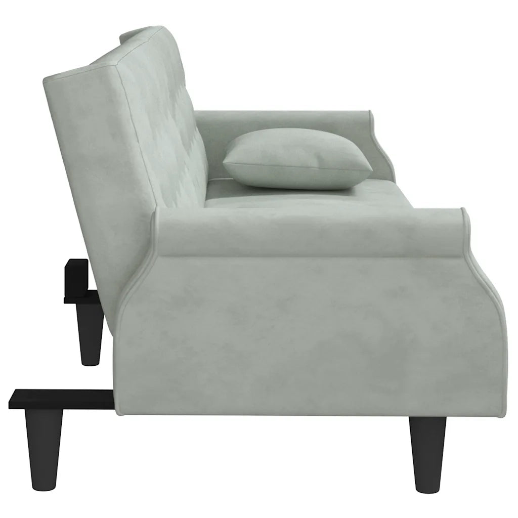 Divano letto | Sof¨¤ letto | Letto singolo con Braccioli Grigio Chiaro in Velluto