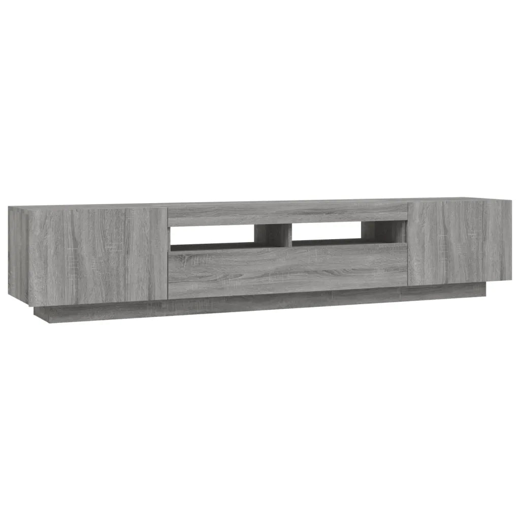 Set Mobili TV 2 pz con Luci LED Grigio Sonoma Legno Multistrato 3120171