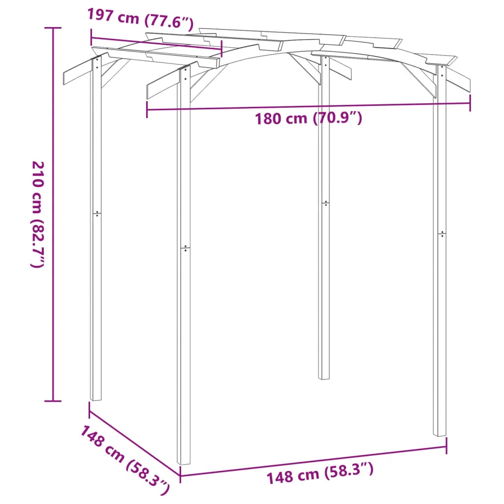 Pergola da Giardino-Archi da esterno Legno di Pino Impregnato 180x197x210 cm