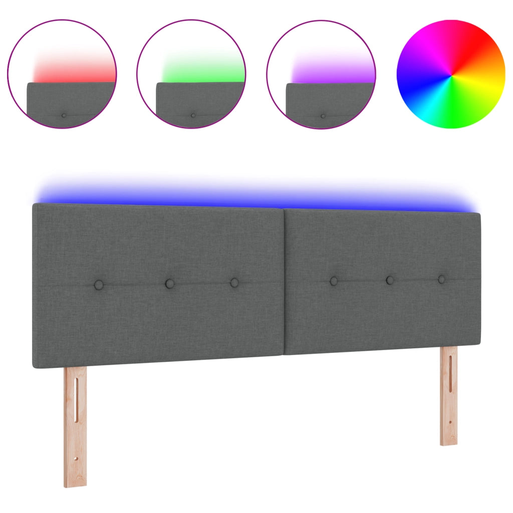 Testiera LED con Bottoni Imbottiti Grigia Scura 80 cm Tessuto