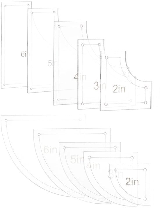 Set di template in acrilico - 10 pezzi - Linee trasparenti - 2/3/4/5/6 cm - Protezione del film - Per DIY decorazioni in cucina - Linee per quilt