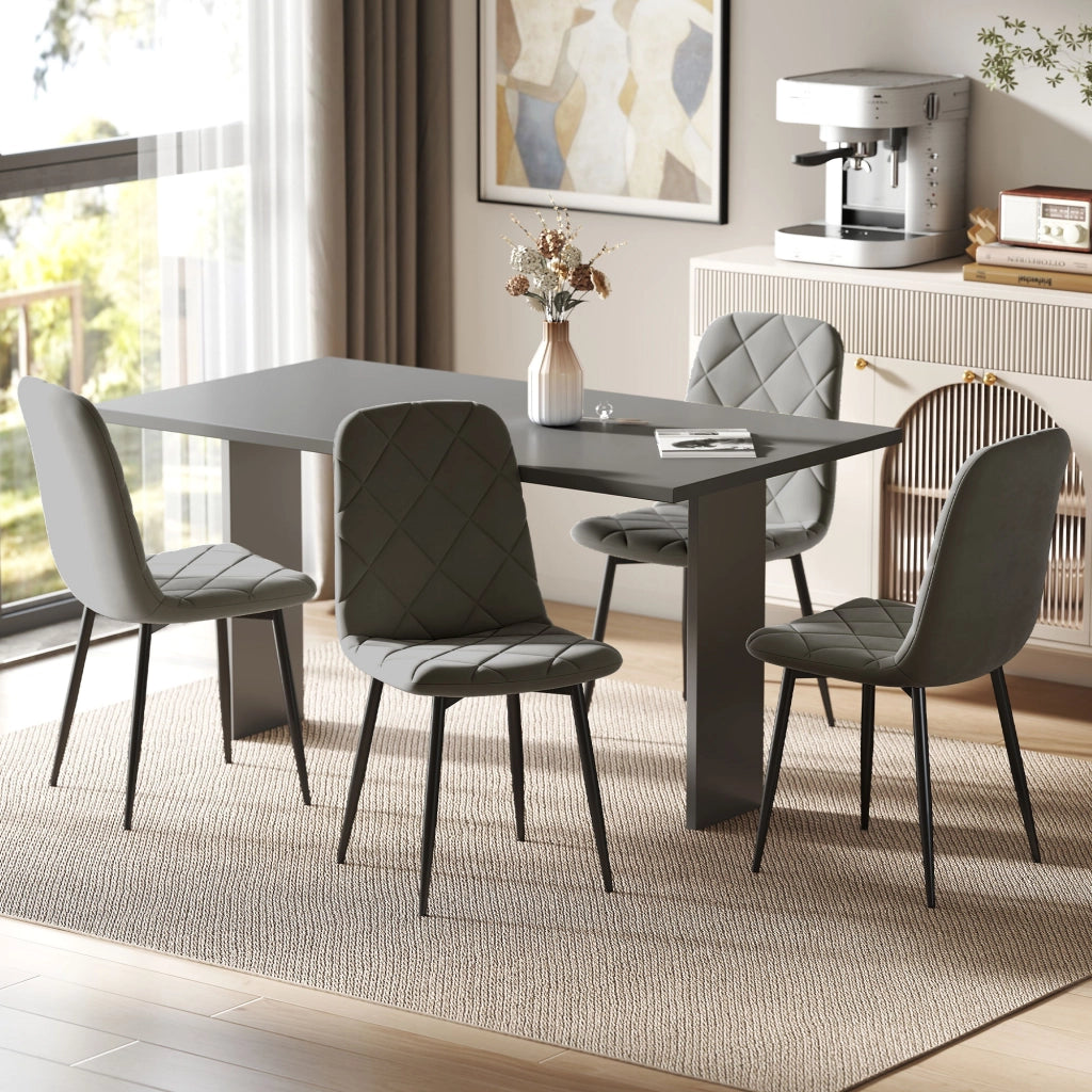 Set 4 Sedie da Pranzo ¨C Xylo ¨C Velluto Grigio con Gambe in Metallo e Schienale Imbottito