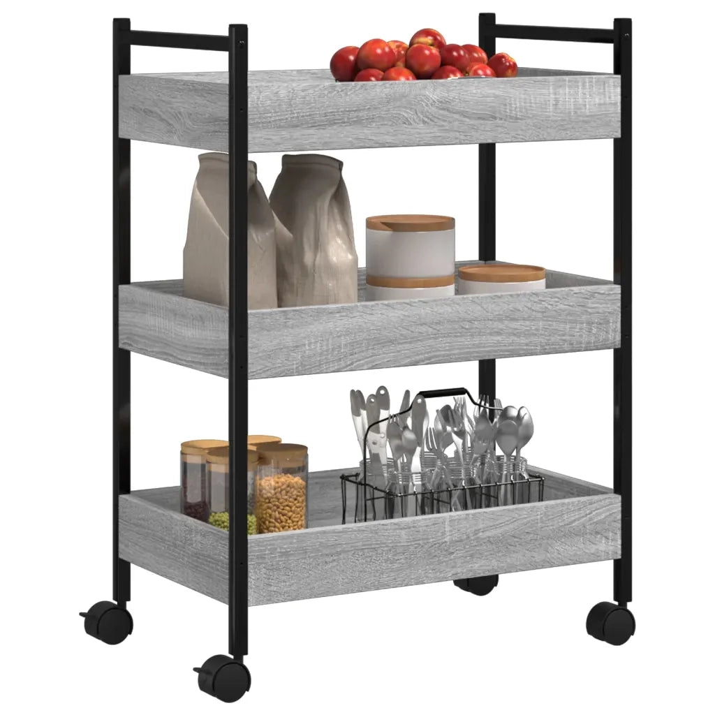Carrello da Cucina Grigio Sonoma 50x30x70 cm Legno Multistrato 842359