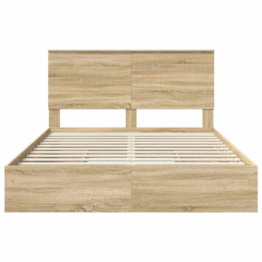 Letto con Contenitore con testiera Rovere Sonoma 150 x 200 cm