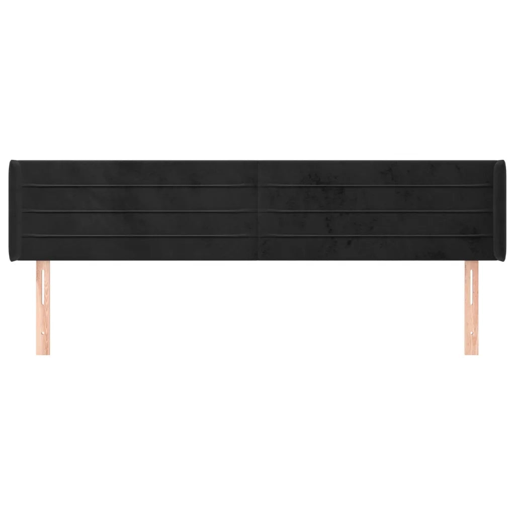 Testiera | Testata ad Orecchio Nera 203x16x78/88 cm in Velluto