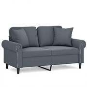 Divano | Divano da soggiorno | Sofa a 2 Posti con Cuscini Grigio Scuro 120 cm in Velluto