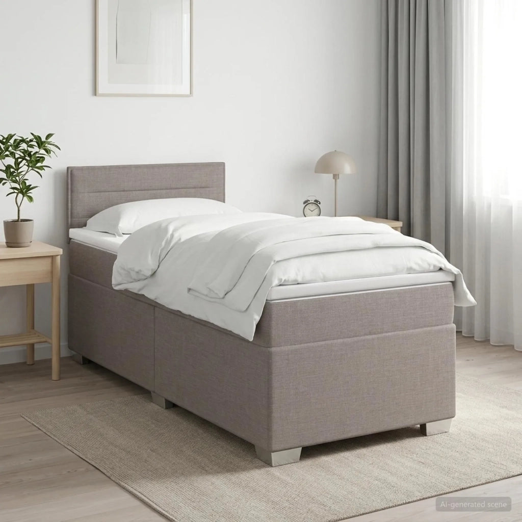 Letto box spring con materasso Tortora 90 x 190 cm Tessuto 3450366