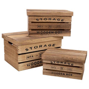 Scatole in legno stampate set 3 pz 42x31x24h-36x25x20h-30x19x16h cm