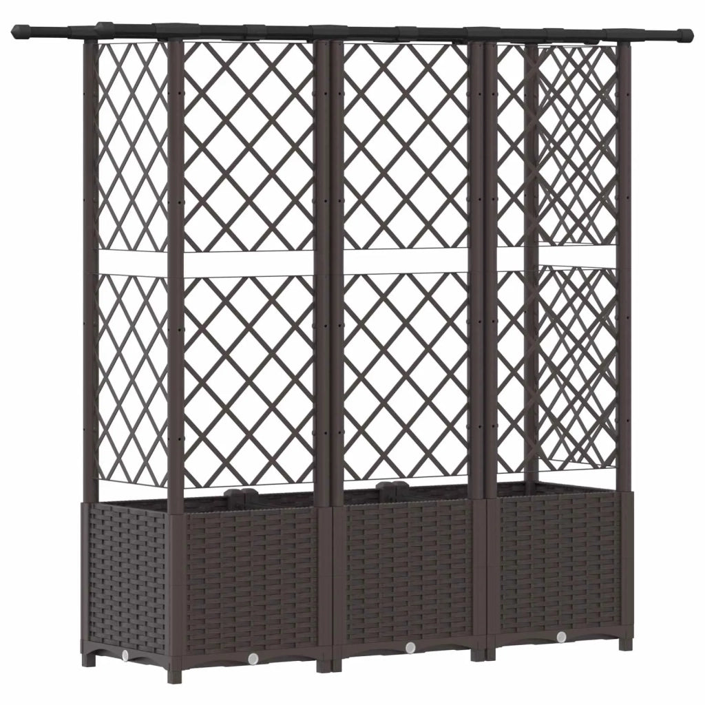 Letto Rialzato con Griglia e Tetto Marrone 163,5 x 40 x 138 cm 42032525
