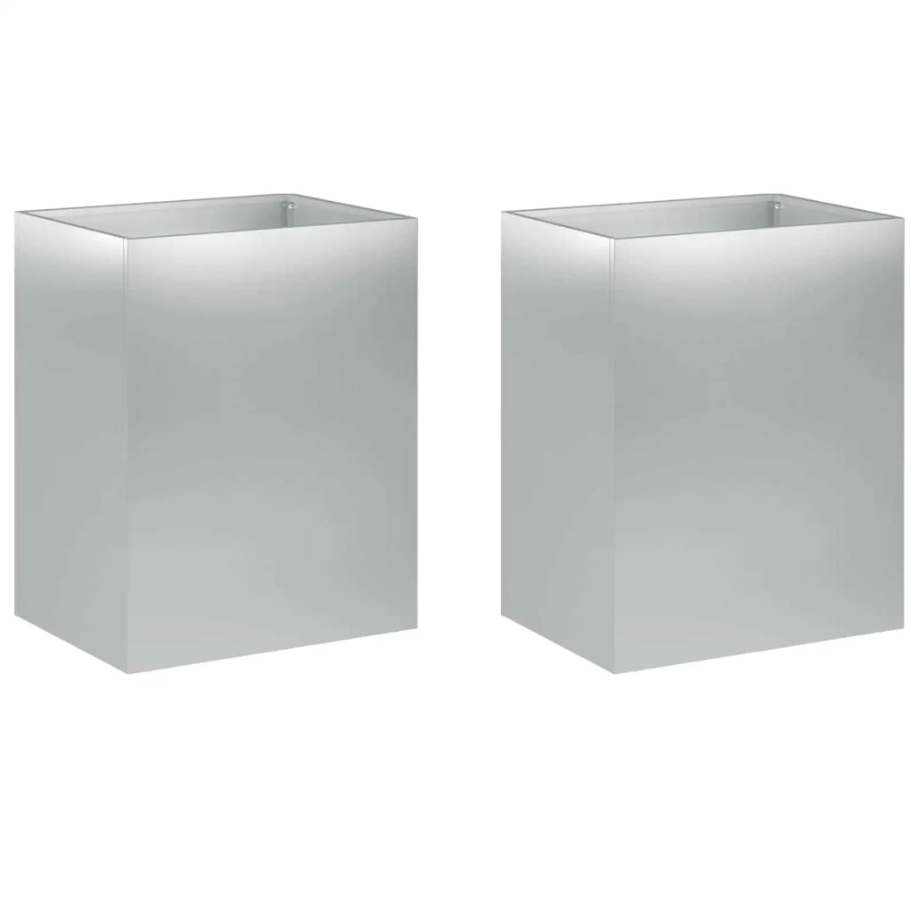 Vaso da giardino 2 pz Argento 40 x 30 x 40 cm Acciaio zincato 8005481
