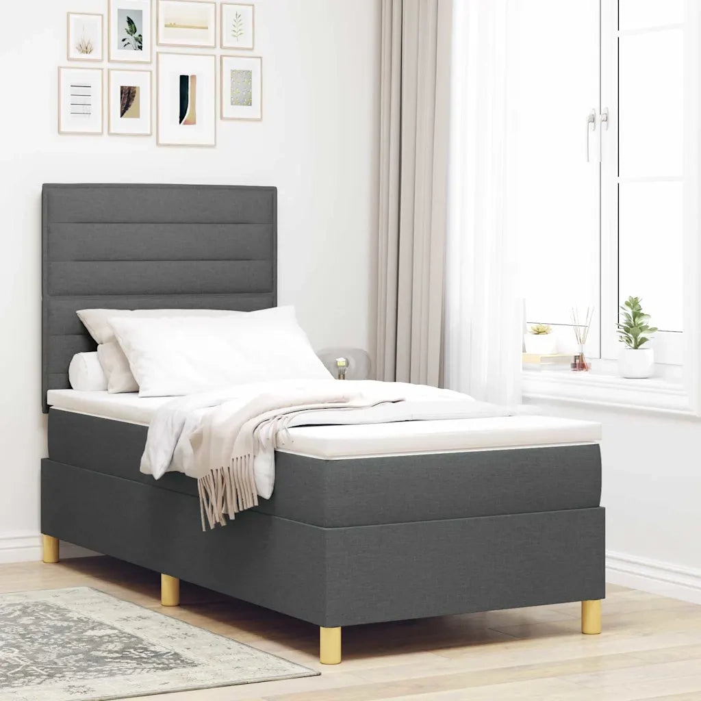 Letto a Sorgente LED Grigio scuro 90 x 200 cm Tessuto 3342992