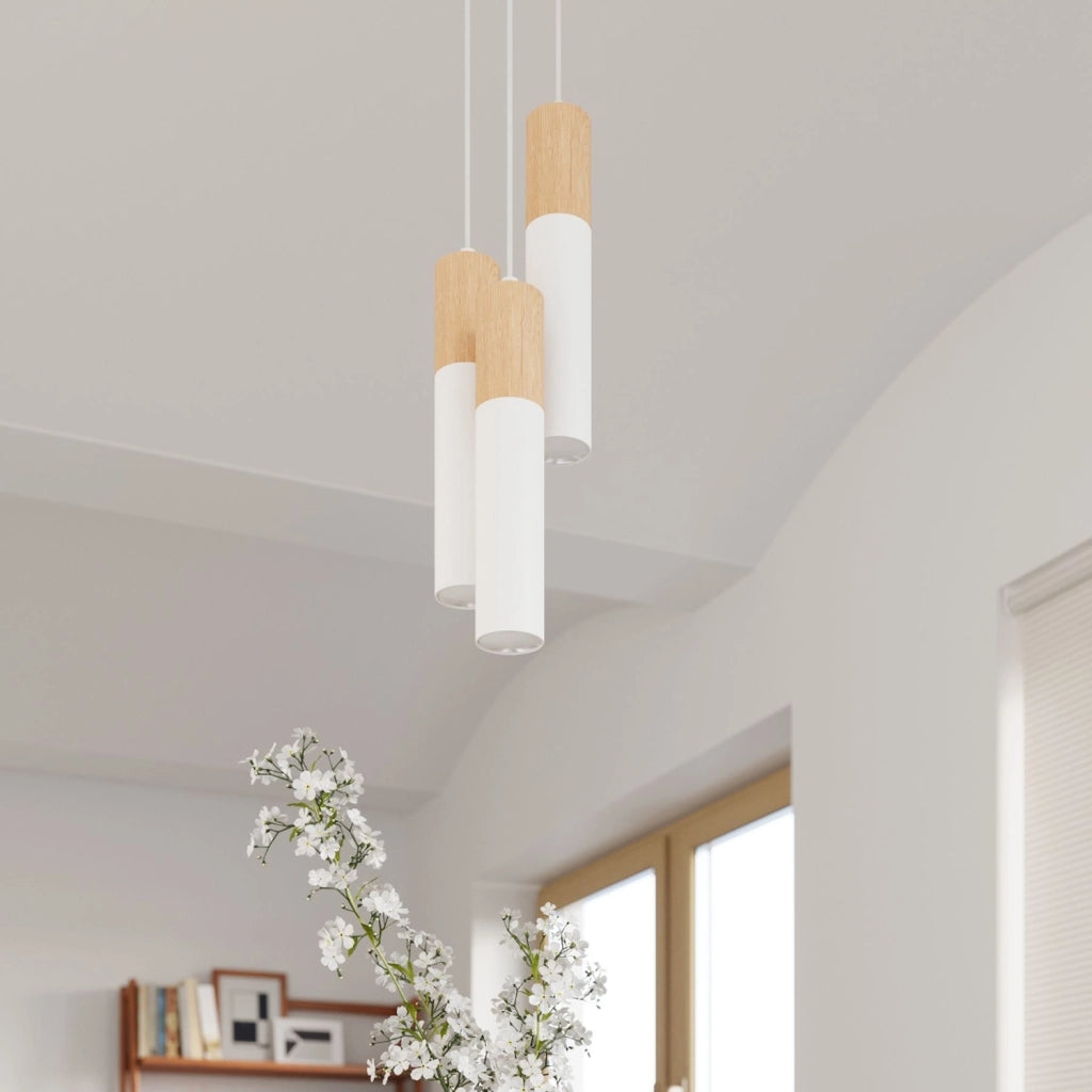 Spot soffitto tubo bianco/legno GU10 Pure Lume Marcos