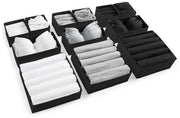 12 x Organizzatore di Cassetti Grande in Nero per Camera da Letto, Organizzatore di Cassetti per Abbigliamento e Vestiti, Soluzione di Archiviazione per Soggiorno
