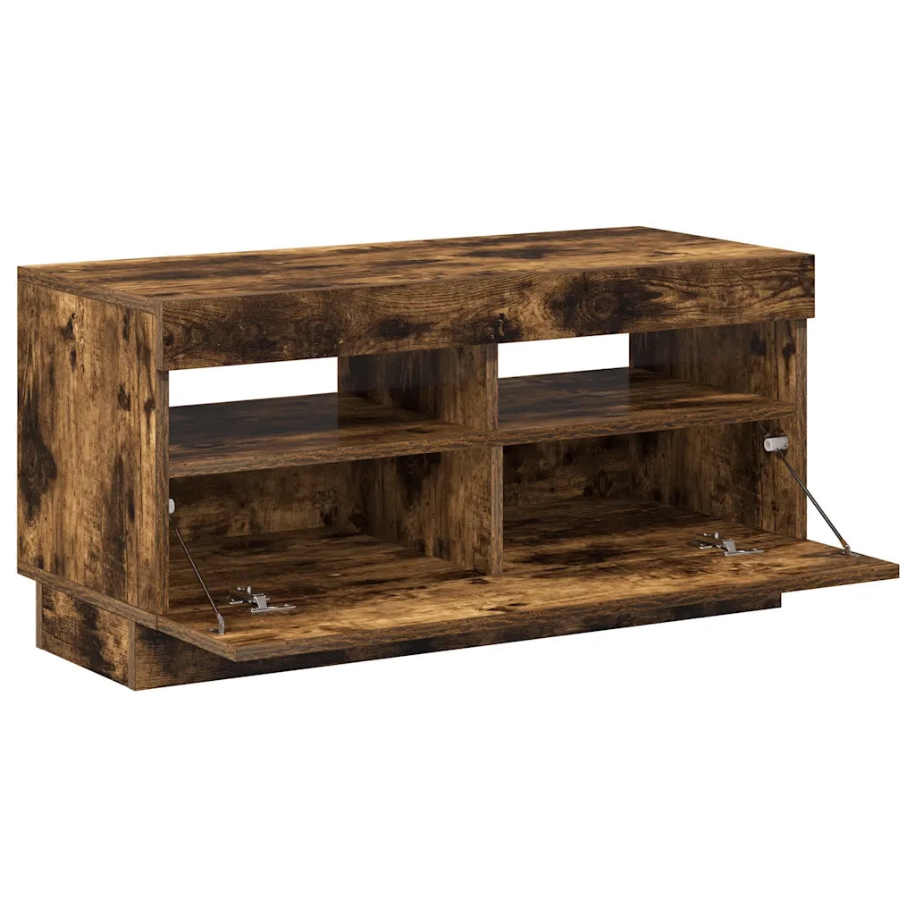 Mobile Porta TV con Luci LED Rovere Fumo 80x35x40 cm 815723