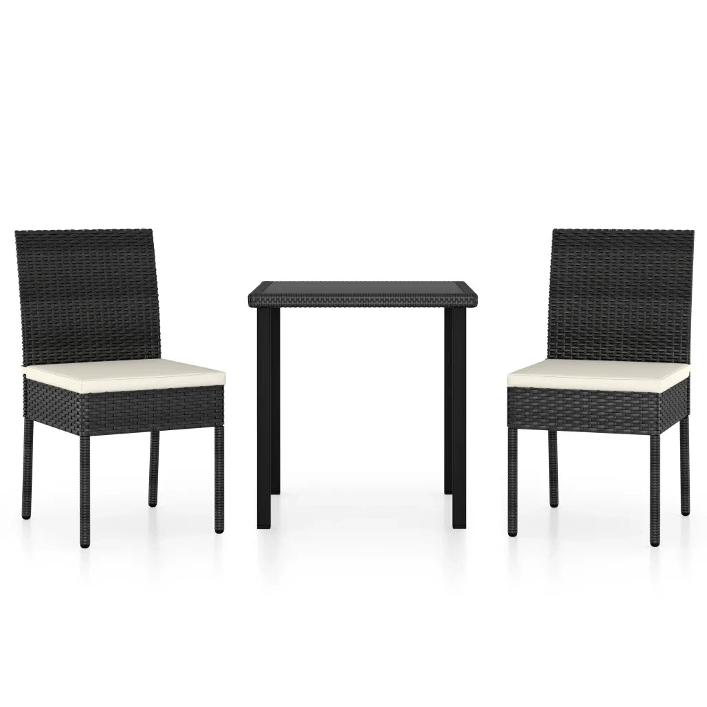 Set da Pranzo da Giardino 3 pz in Polyrattan Nero cod mxl 36157