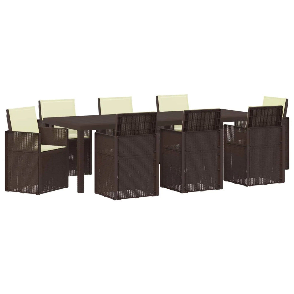 Set da Pranzo per Giardino con cuscino 9 pcs Marrone e Crema PP 3430091