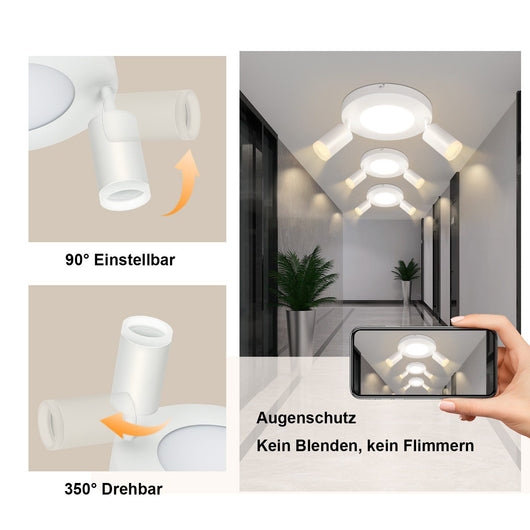 ZMH Faretto da soffitto 2 lampadine GU10 20W camera 3000k Girevole Orientabile in metallo 350°