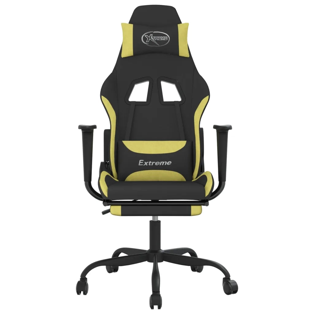 Sedia da Gaming con Poggiapiedi Nero e Verde Chiaro in Tessuto cod mxl 76874