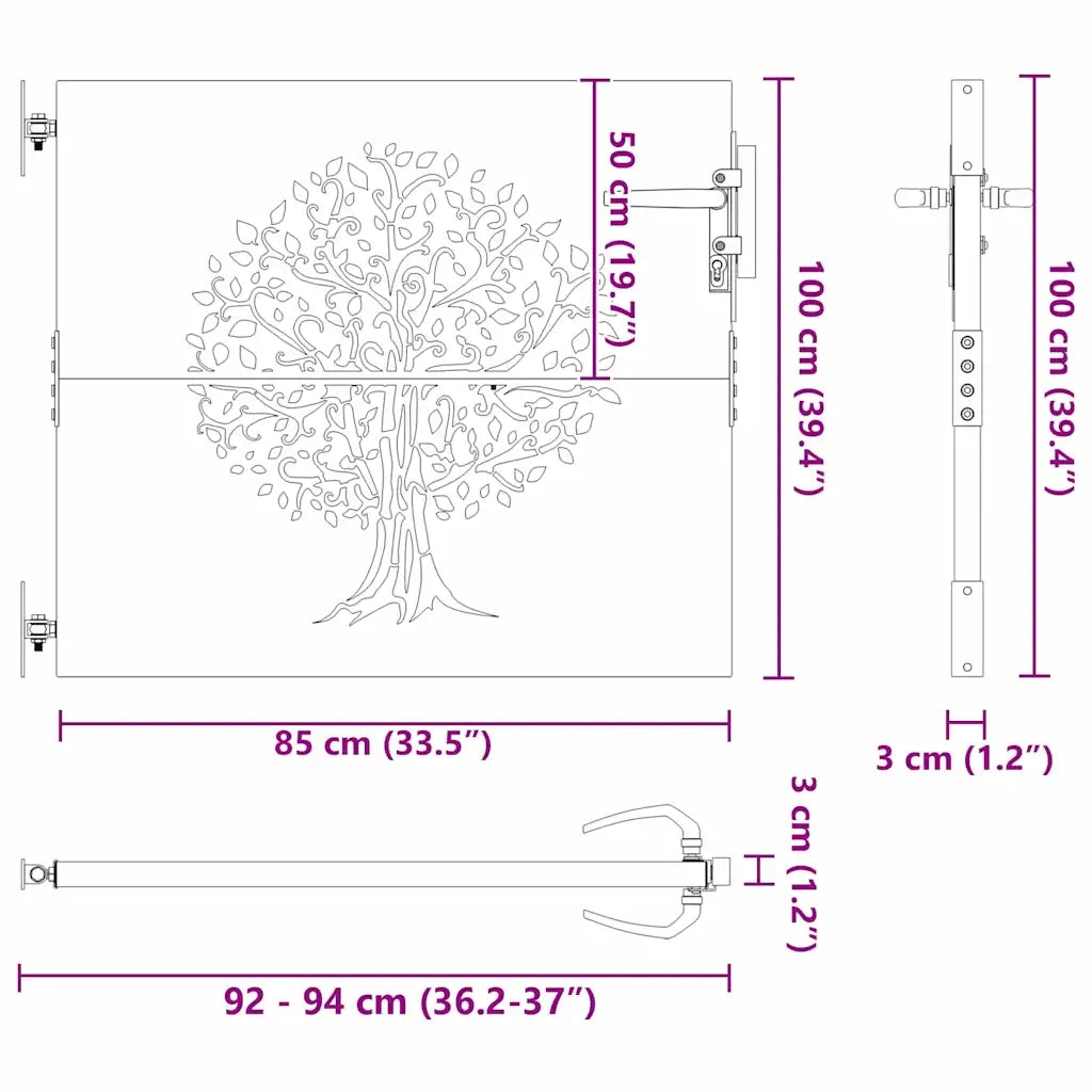 Cancello da giardino con blocco Nero 85 x 100 cm 42015859