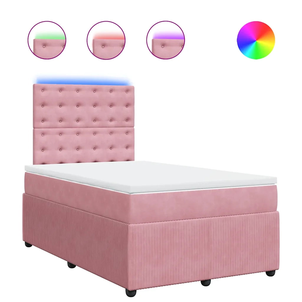 Giroletto a Molle con Materasso Rosa 120x200 cm in Velluto