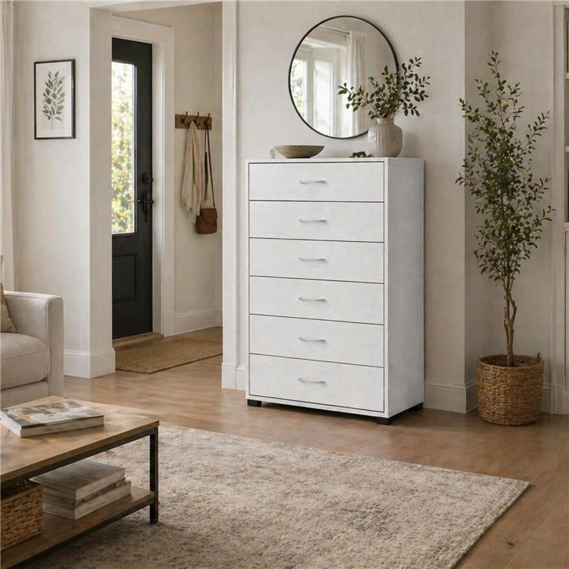 CASSETTIERA 6 CASSETTI IN LEGNO BIANCO CON PIANO D'APPOGGIO DIMENSIONI 68X40X120H CM