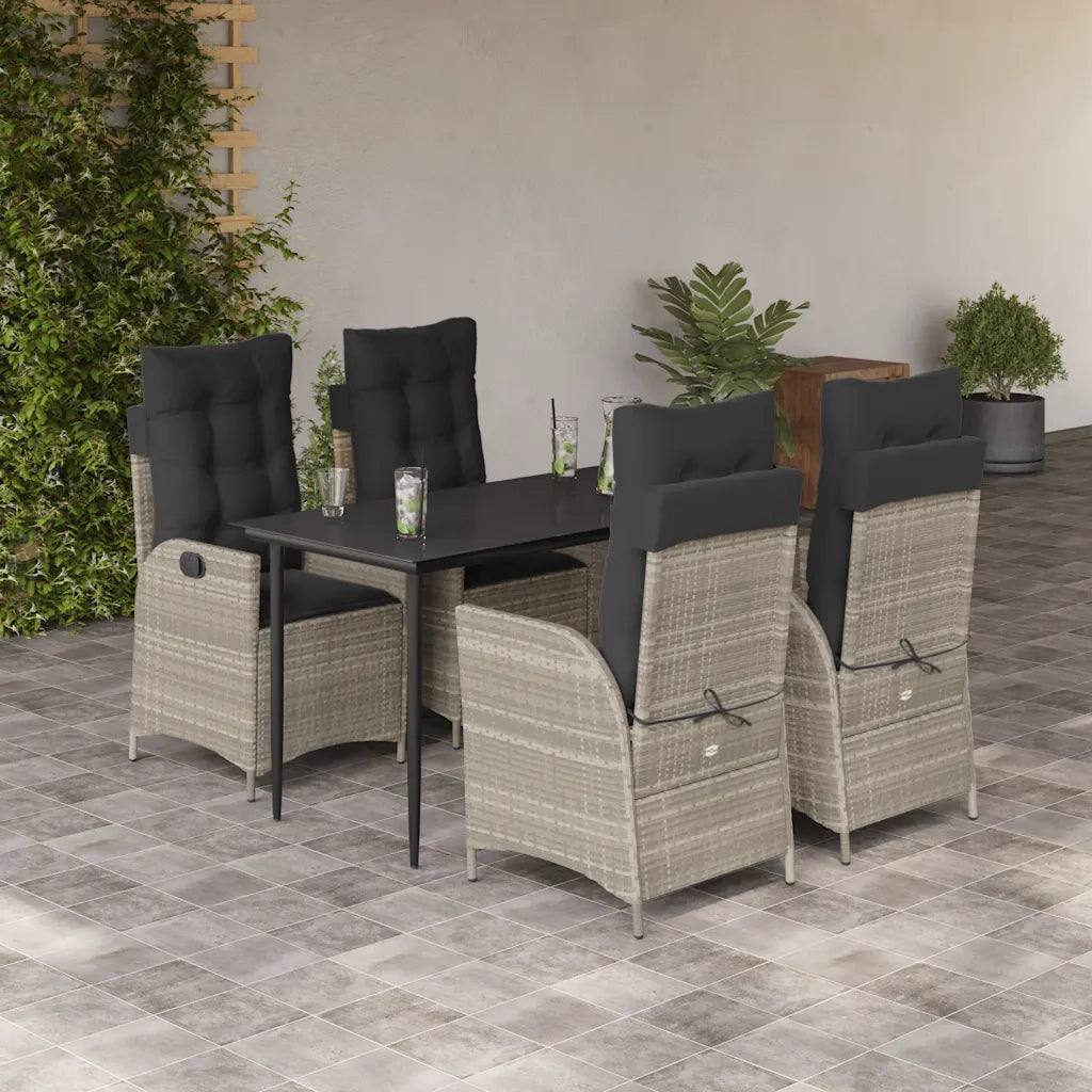 Set Pranzo da Giardino 5pz con Cuscini Grigio Chiaro Polyrattan 3213277