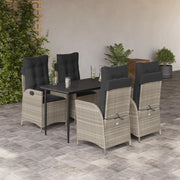 Set Pranzo da Giardino 5pz con Cuscini Grigio Chiaro Polyrattan 3213277