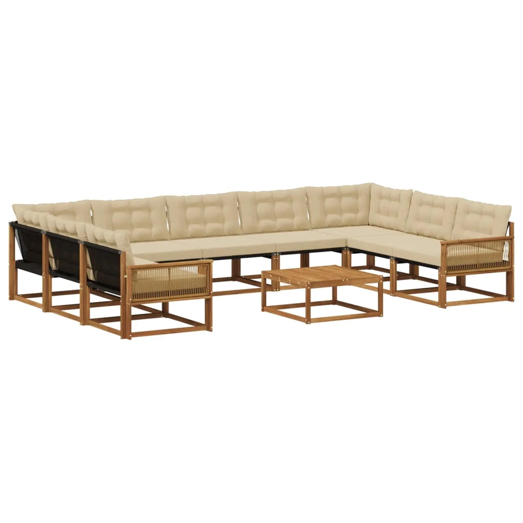 Set di divani da esterno con cuscino 10 pcs Naturale e Beige