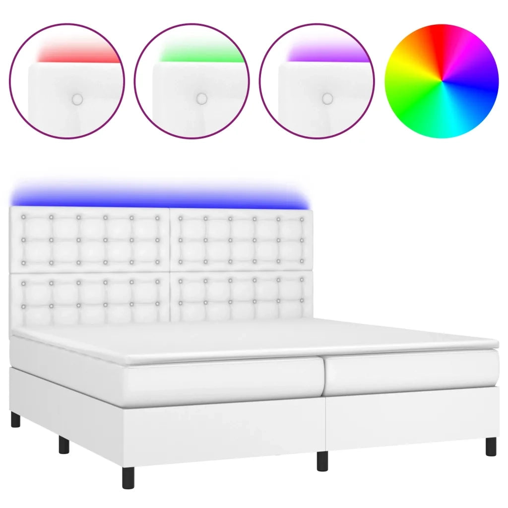 Giroletto Molle con Materasso e LED Bianco 200x200cm Similpelle cod mxl 43489