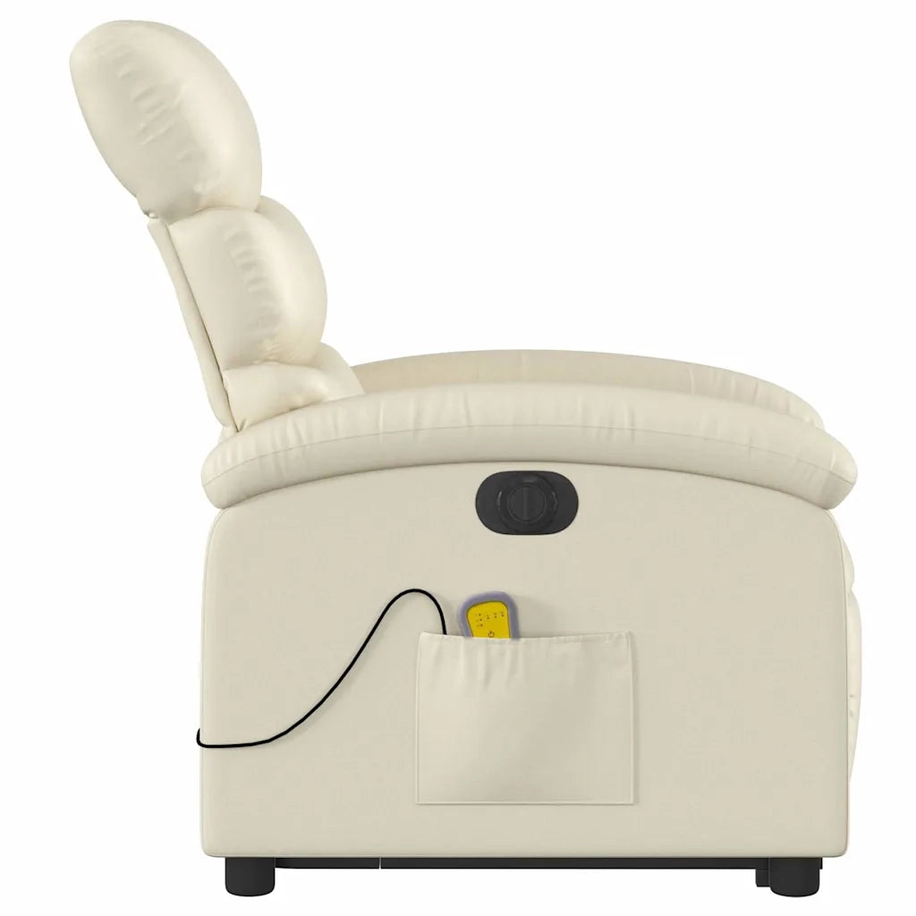 Poltrona Alzapersona Elettrica Reclinabile Crema in Similpelle 3204062