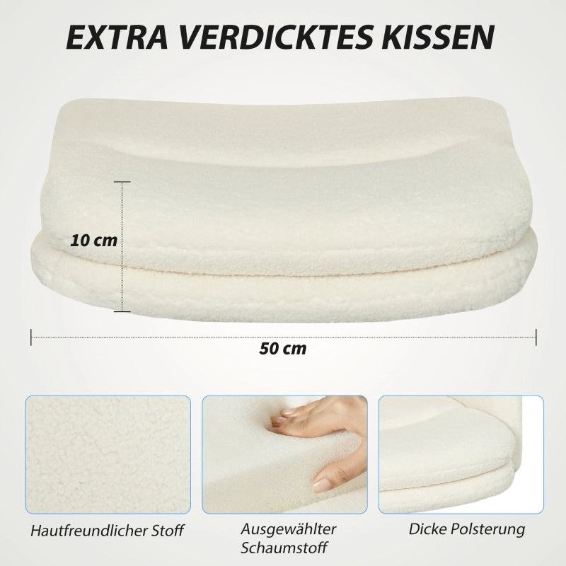 Sedia da ufficio girevole con braccioli altezza regolabile funzione basculante in poliestere bianco crema 61,5 × 65 × 91-101 cm