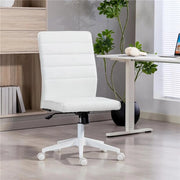 SEDIA DA UFFICIO ERGONOMICA E REGOLABILE CON SCHIENALE RICURVO, IN PELLE PU E ACCIAIO, 58X53X97-107 CM, BIANCO
