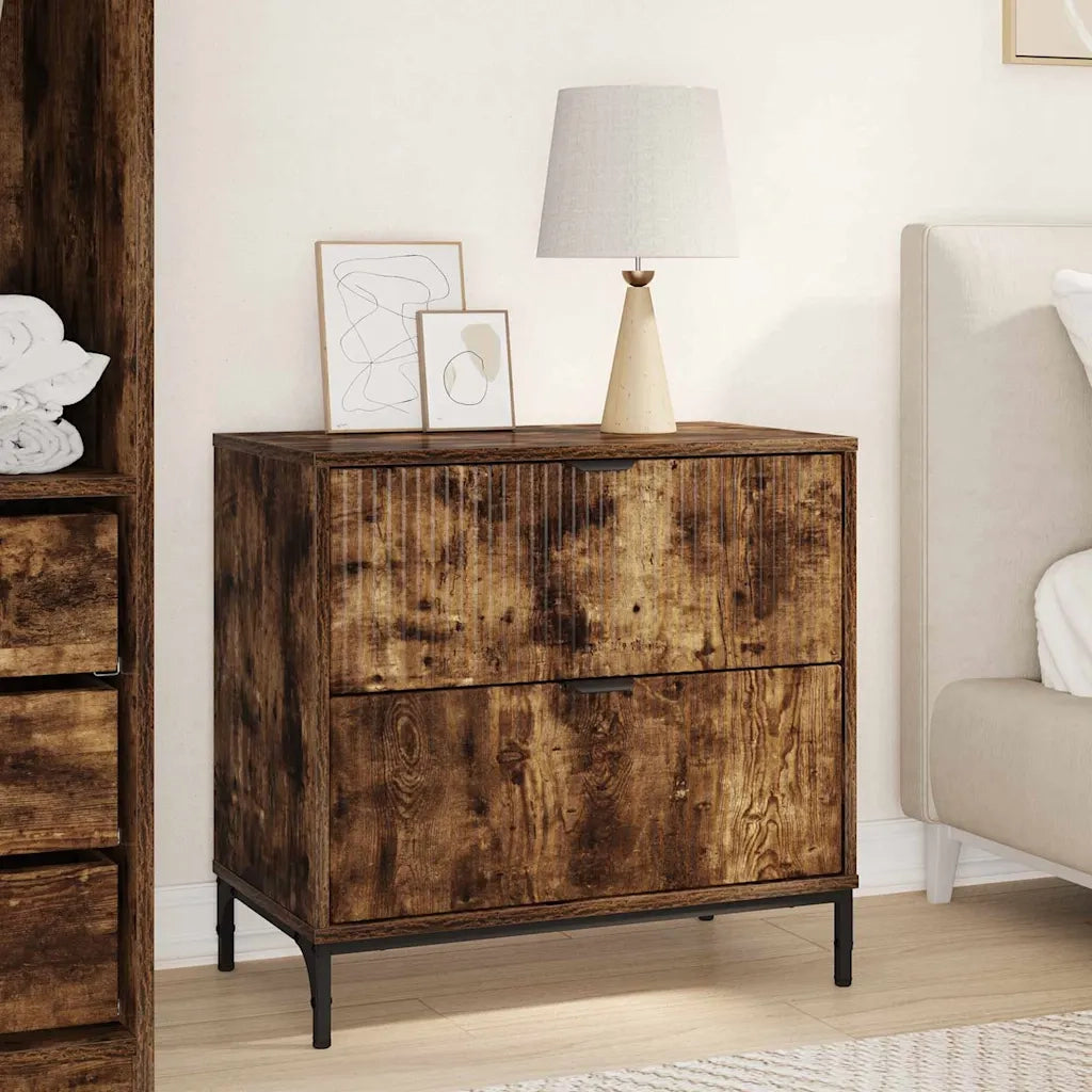 Comodino-Tavolino da notte Rovere fumo 63.5 x 36 x 61 cm Legno multistrato