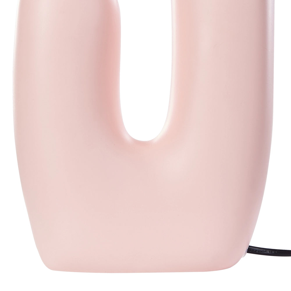 Lampada da tavolo Base in resina rosa Paralumi in vetro rotondi Doppio paralume Base a U