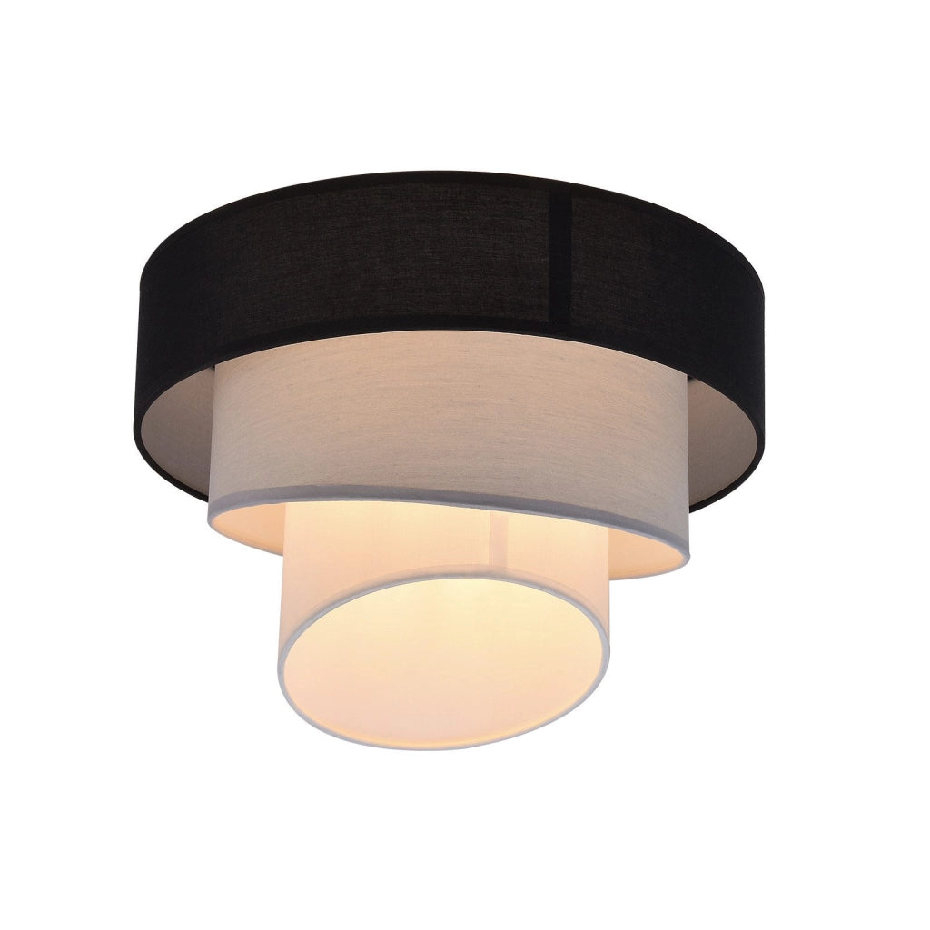 ZMH Lampada da soffitto plafoniera LED moderna 40cm paralume tessuto nero E27 per soggiorno corridoio