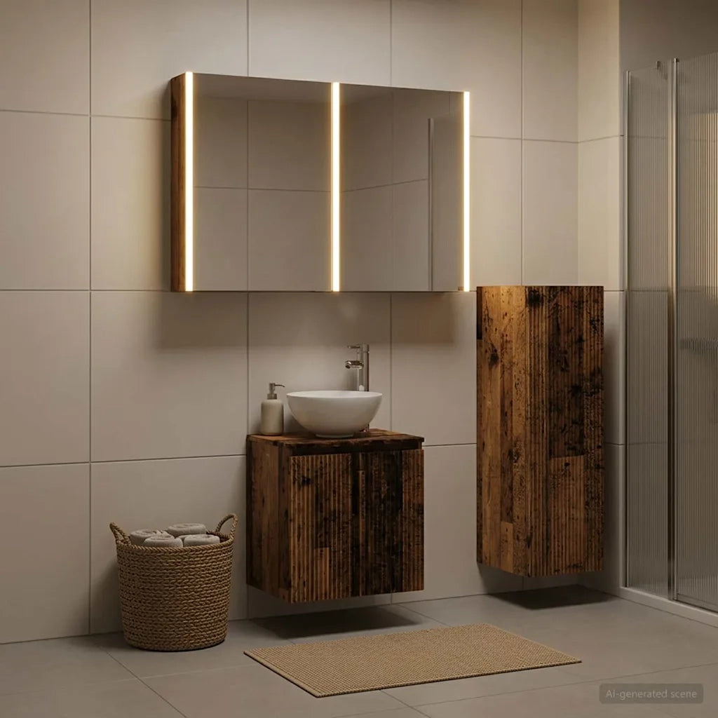 Set di mobili per il bagno 4 pcs Legno antico 3407429