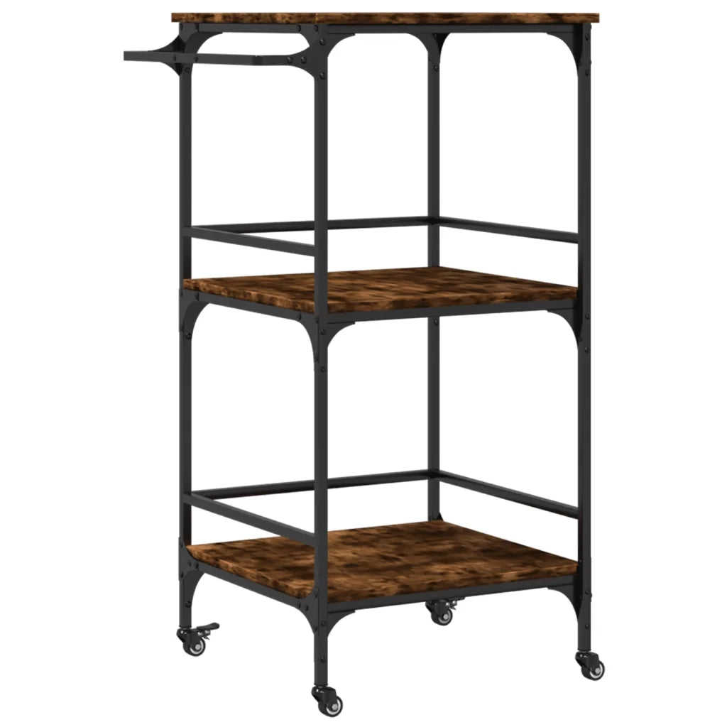 Carrello da Cucina Rovere Fumo 60,5x50x105 cm Legno Multistratocod mxl 90700