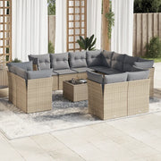 Set Divani da Giardino 12 pz con Cuscini Beige in Polyrattan