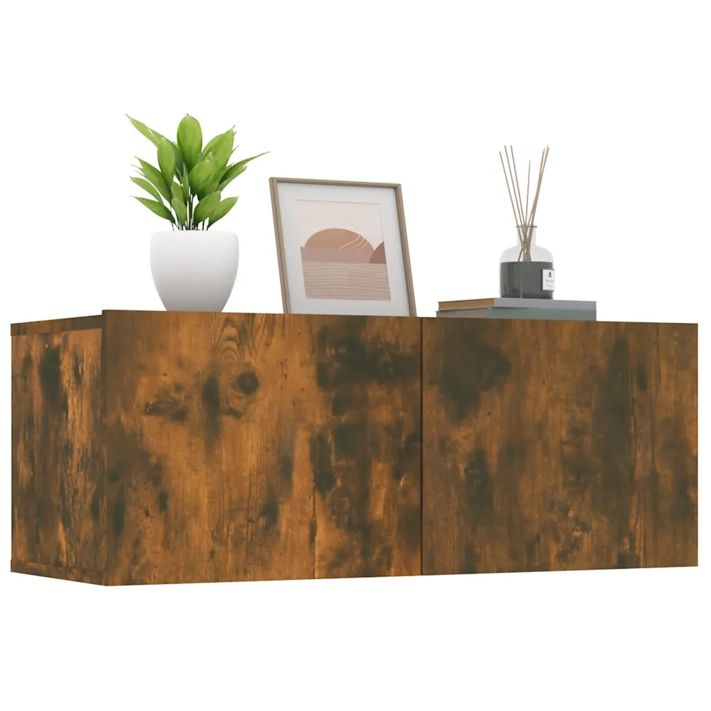 Mobili TV 2 pz Rovere Fumo 80x30x30 cm Legno Multistrato 820463