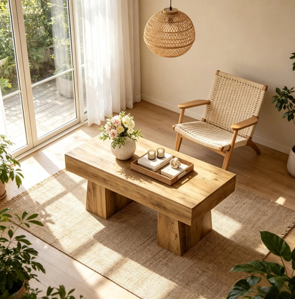 Tavolino da caffè rettangolare 120 x 60 x 50 cm in MDF marrone