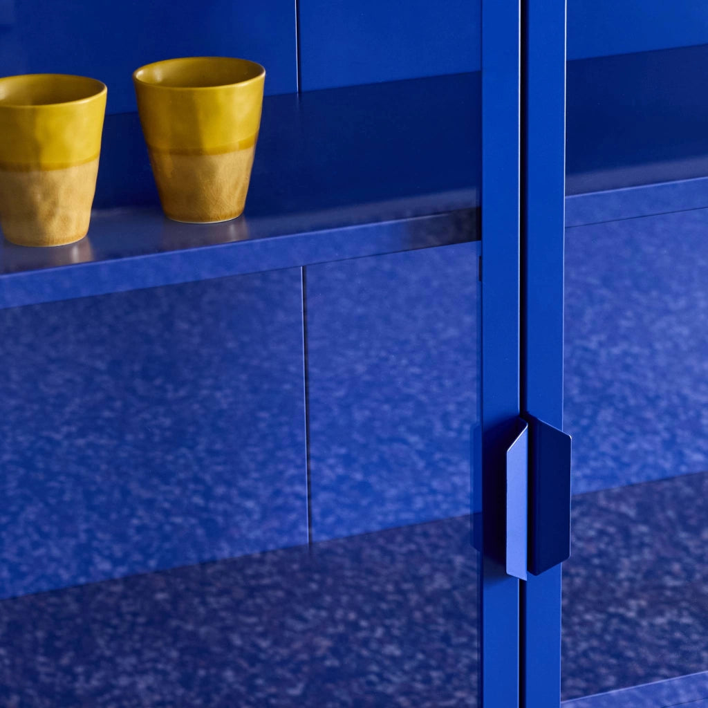 Credenza industriale in metallo e vetro temperato 3 ante, 100cm