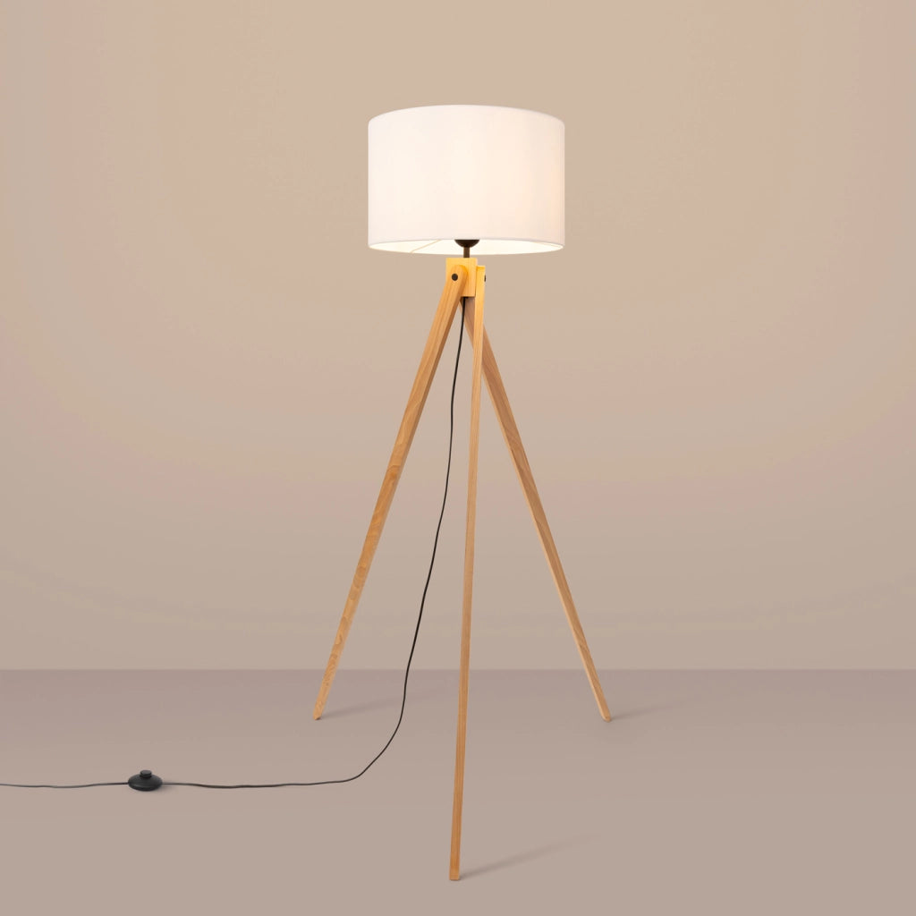 Lampada da tavolo NATT arancione spagnolo 40/25 paralume in tessuto legno naturale 15W LED