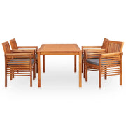 Set da Pranzo da Giardino 5 pz con Cuscini Massello di Acacia 278903