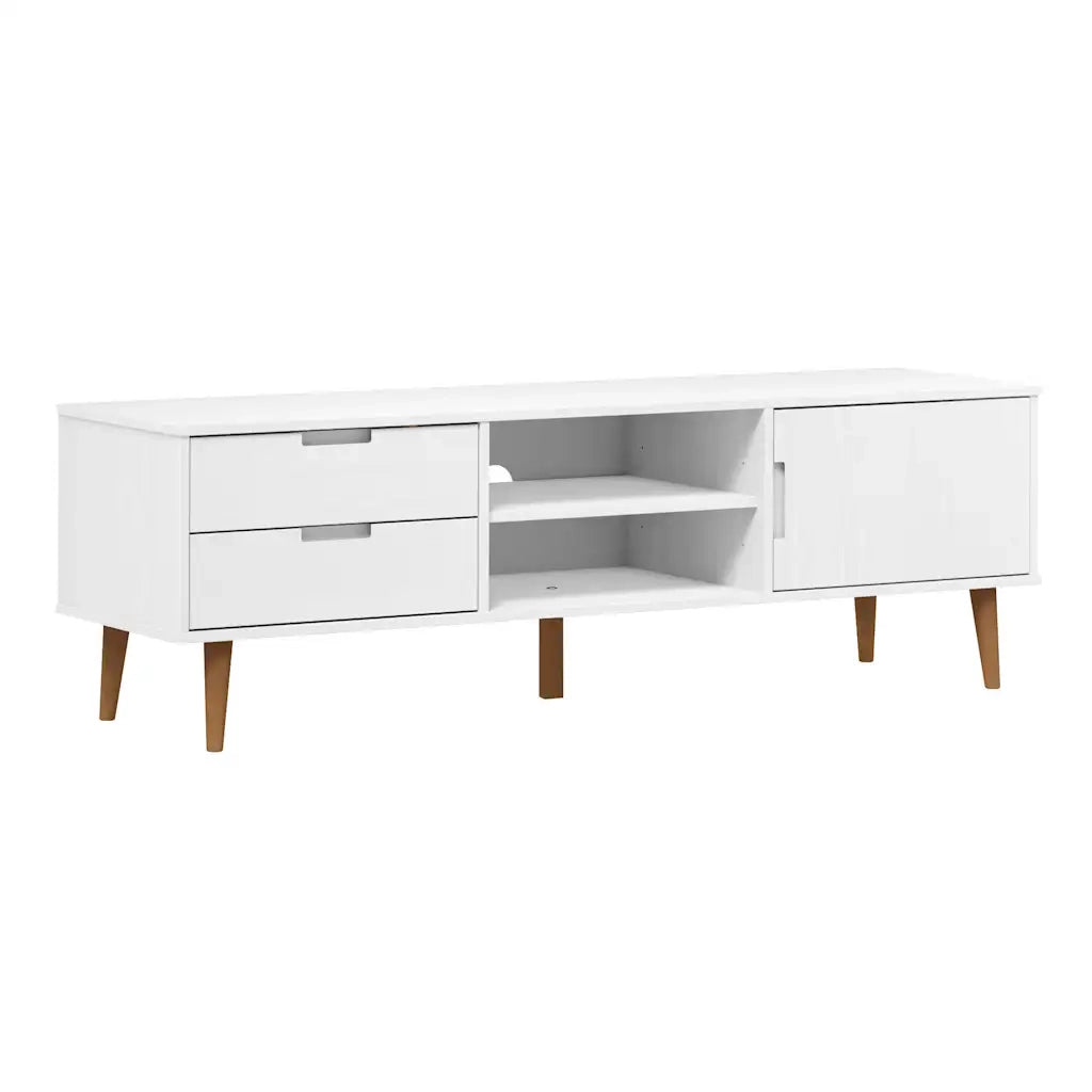 Mobile TV-Credenza per TV-Console TV MOLDE Bianca 158x40x49 cm in Legno Massello di Pino