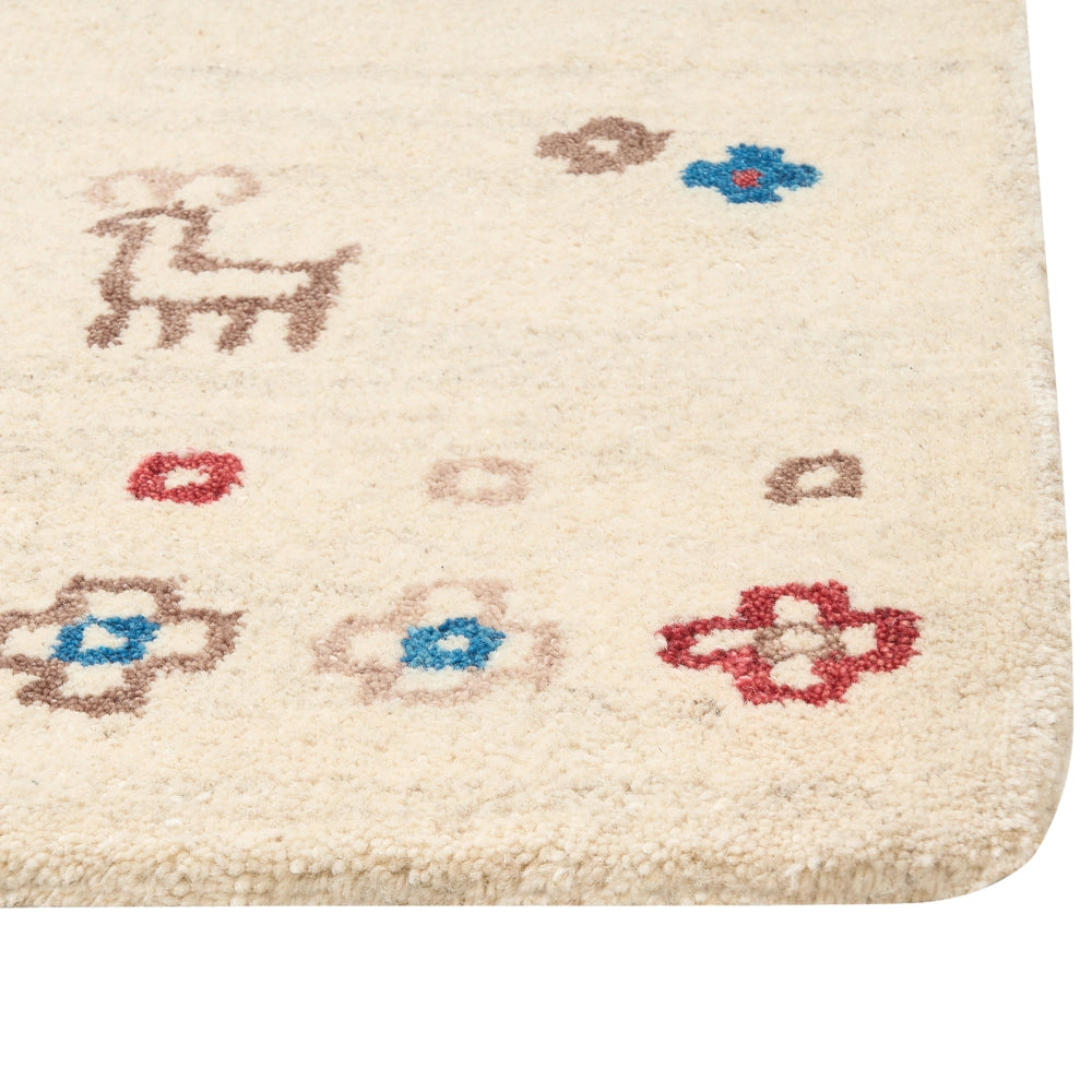 Tappeto Gabbeh di lana beige motivo floreale 140 x 200 cm soggiorno camera da letto