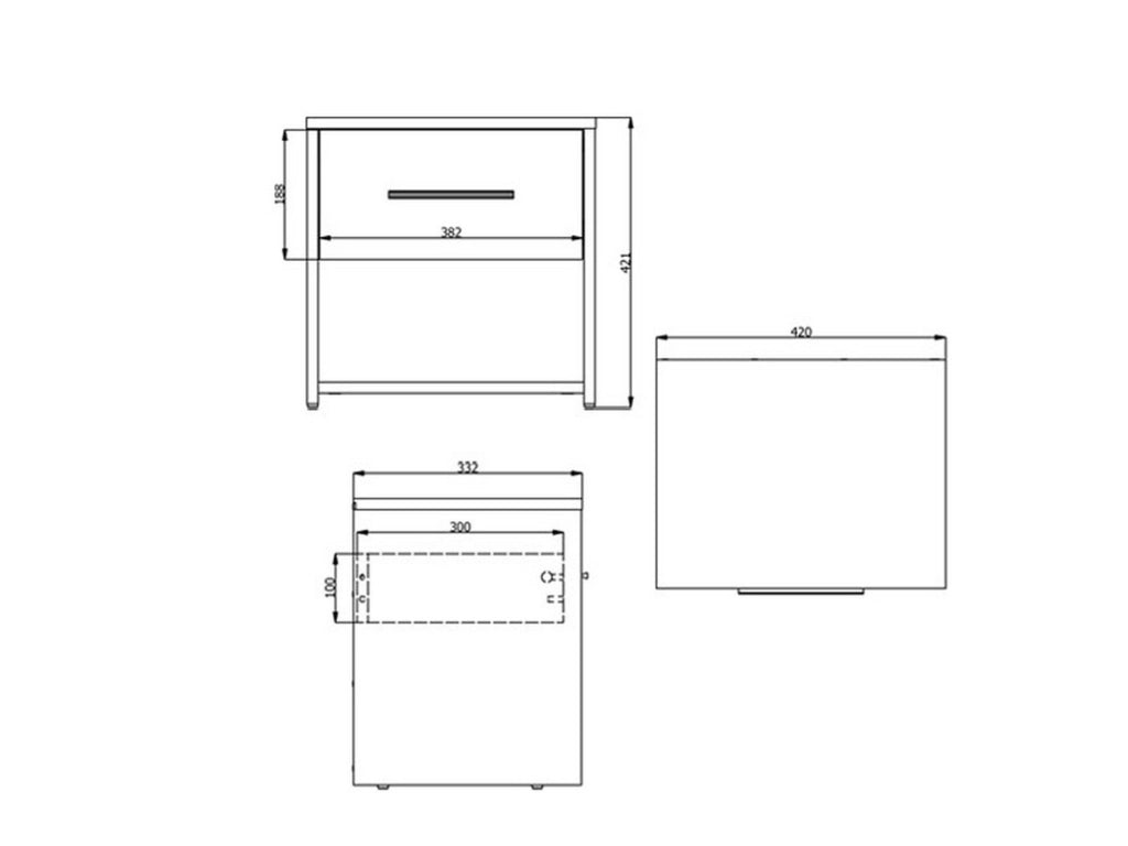 Secli, Comodino un Cassetto, 42x33x42h cm Marrone Rovere Nodi