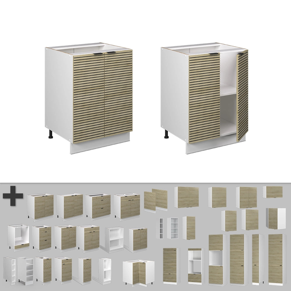 Mobiletto base cucina Fame-Line Pannello in quercia/Bianco 60 cm senza piano di lavoro Vicco