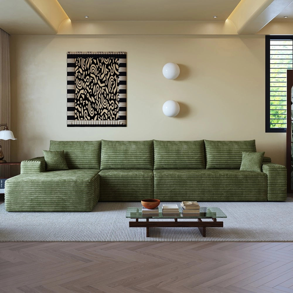 Divano angolare modulare chaise longue ¨C Minimal ¨C verde 340cm