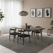 Tavolo da pranzo allungabile in vetro temperato con gambre tortora Jackson 140-200x80 cm fino a 8 posti | Duzzle