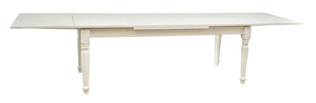 Biscottini Tavolo Country allungabile in legno massello di tiglio finitura bianca anticata L220xPR100xH80 cm. Made in Italy
